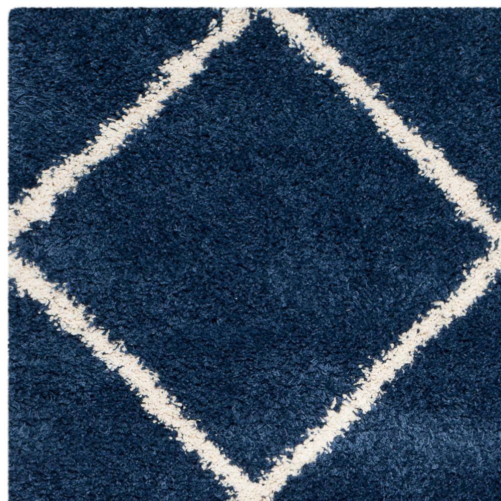Navy and Ivory Diamond Shag 9' x 12' Area Rug