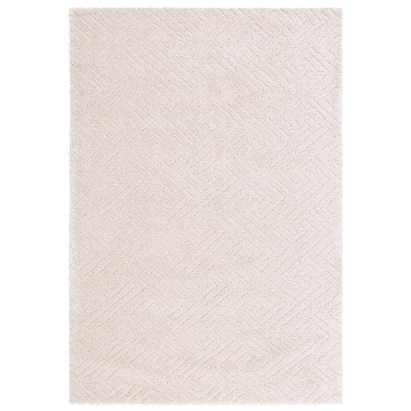 SAFAVIEH Tahoe Shag 8 ft. x 10 ft. Beige Solid Geometric Area Rug