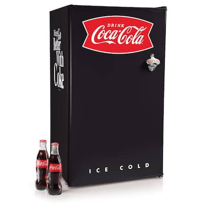 Coca-Cola 3.2 cu. ft. Mini Fridge in Black with Freezer
