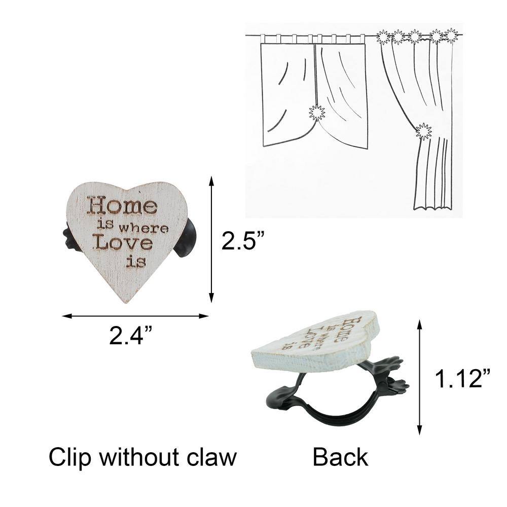 Gray and White Wooden Heart Curtain Tiebacks Set of 2