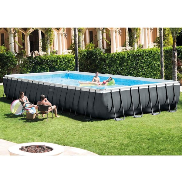 Intex 32 ft. x 16 ft. Rectangular 52 in. Deep Metal Frame