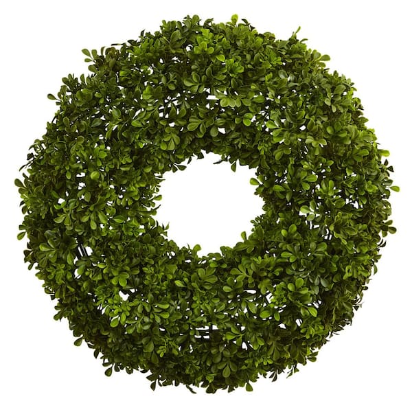 Nearly Natural 22 in. Artificial Boxwood Wreath