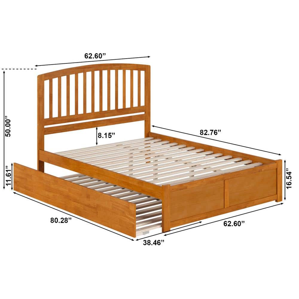 Light Toffee Queen Wood Platform Bed with Slatted Headboard