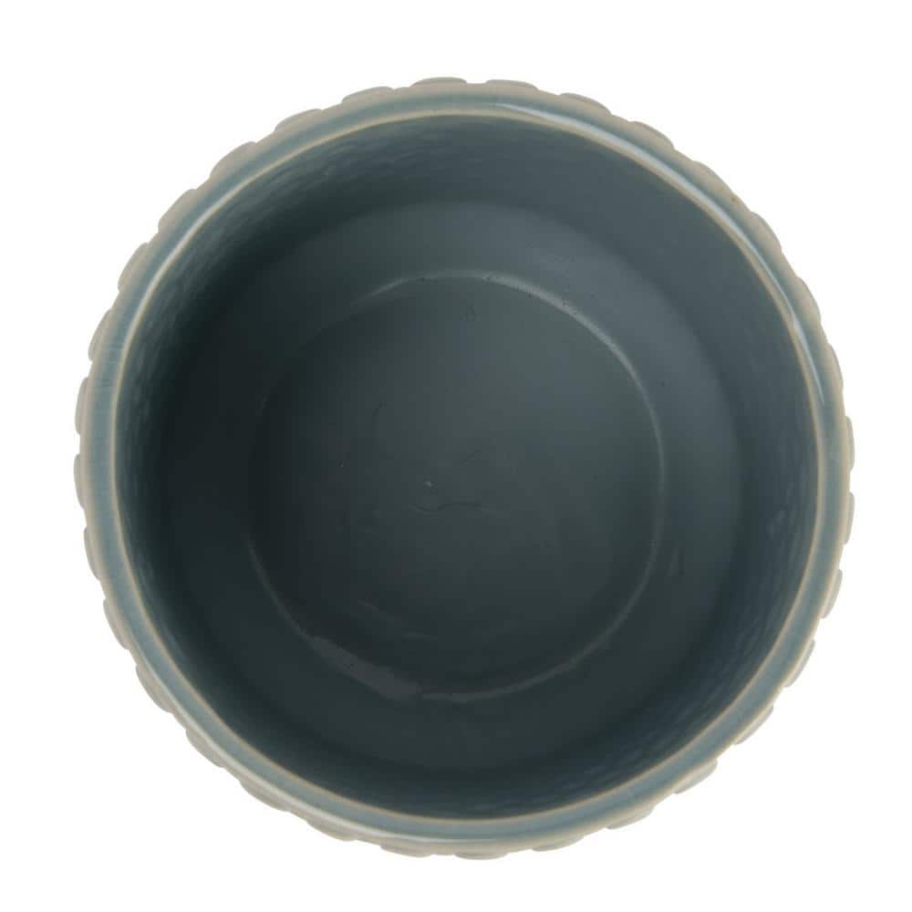 Sky Blue Stoneware Planter Pot with Playful Polka Dots, 6 in