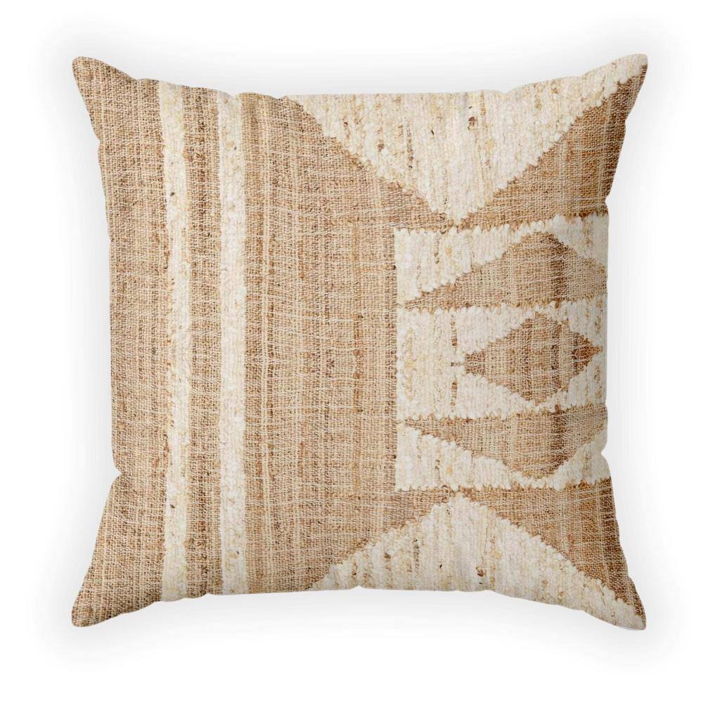 18 in. x 18 in. Woven Outdoor Orange/White Recyled Polyester Throw Pillow