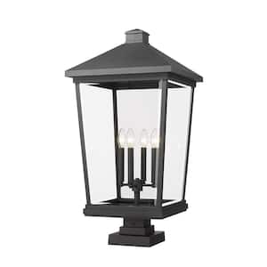 Beacon 32 in. 4-Light Black Aluminum Hardwired Outdoor Weather Resistant Pier Mount Light with No Bulb included