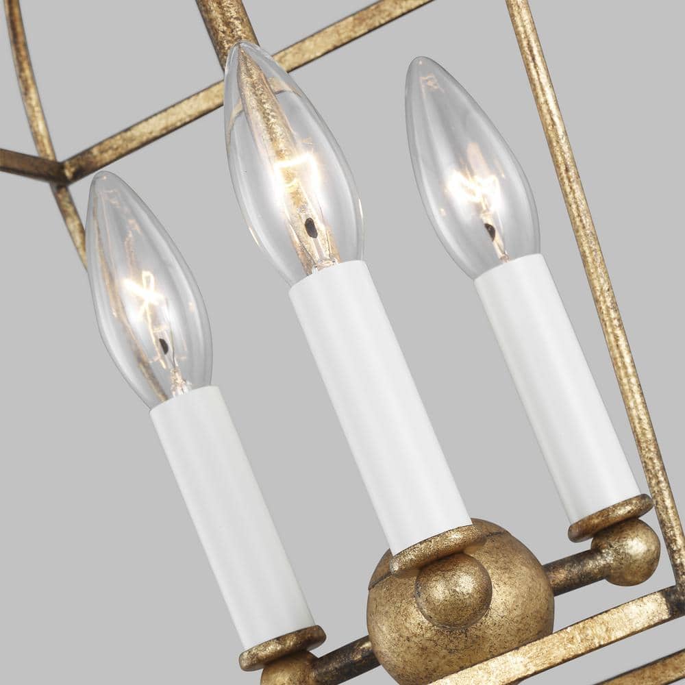 Antique Gild 3-Light Geometric Lantern Chandelier