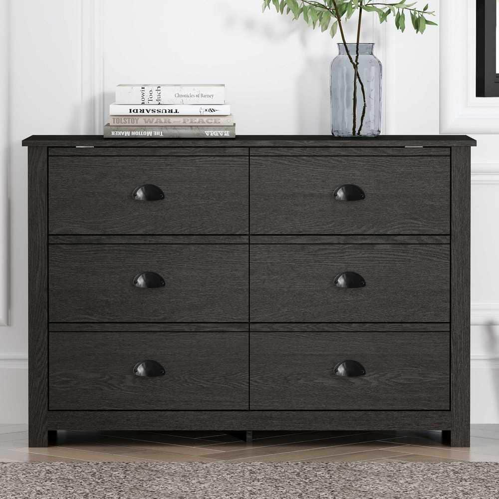 Dark gray wood deals dresser