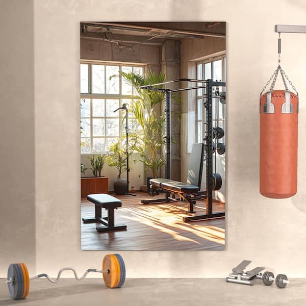 Hasipu 30 in. W x 48 in. H 1-Piece Frameless Mirrors for Wall, Large Gym Mirror, Yoga Mirror, Dance Studio Mirrors for Exercise