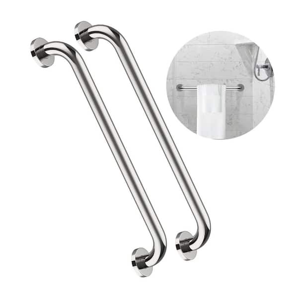 24 in. L x 1.25 in. W Concealed Screw Grab Bar Stainless Steel Anti-Slip for Bathtub and Shower, Senior in Chrome 2-Pack