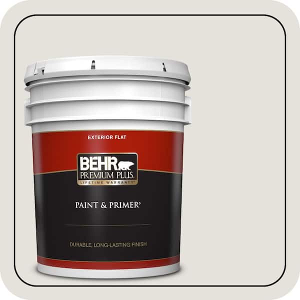 BEHR PREMIUM PLUS 5 gal. #PPU18-08 Painters White Flat Exterior Paint & Primer