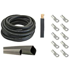 1/0-Gauge 10 ft. Black Welding Cable Kit Includes 10-Pieces of Cable Lugs and 3 ft. Heat Shrink Tubing