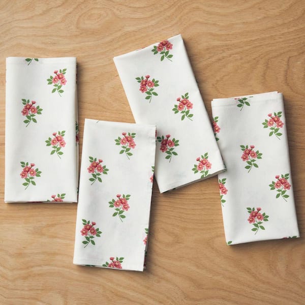 Company Cotton Natures Bouquet Blue 19 in. x 19 in. Napkin (Set of 4)