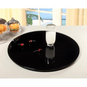 24 in. Round Black Glass 3/8 in. Thick. Lazy Susan