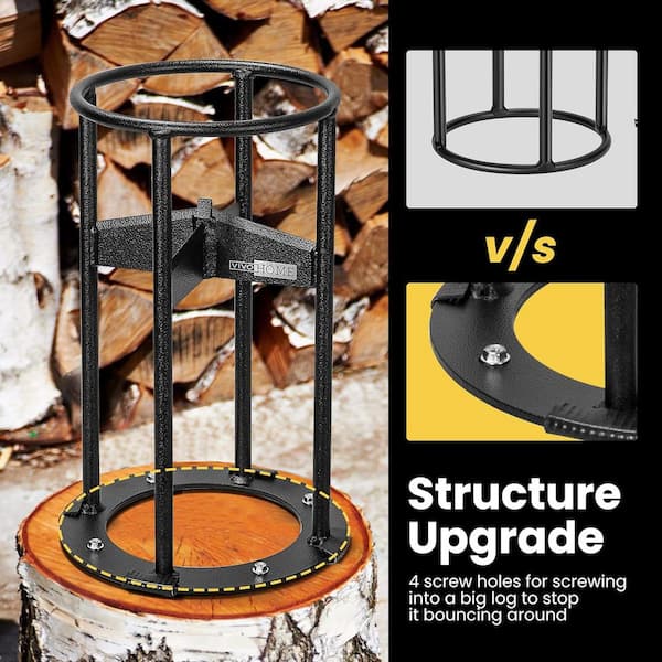 11 DIA Portable Firewood Kindling Splitter Stand with Cover