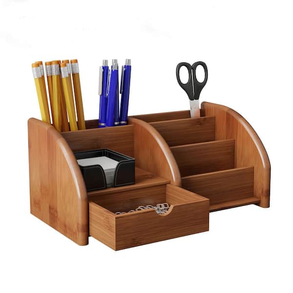 Bamboo Wood Desk Organizer with 7 Compartments (8 x 7.5 in.) – Paper Junkie