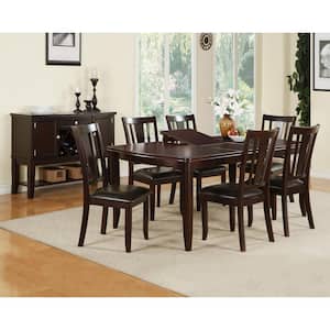 Rosy Brown Solid Wood and Dark Brown Faux Leather Dining Chair (Set of 2)