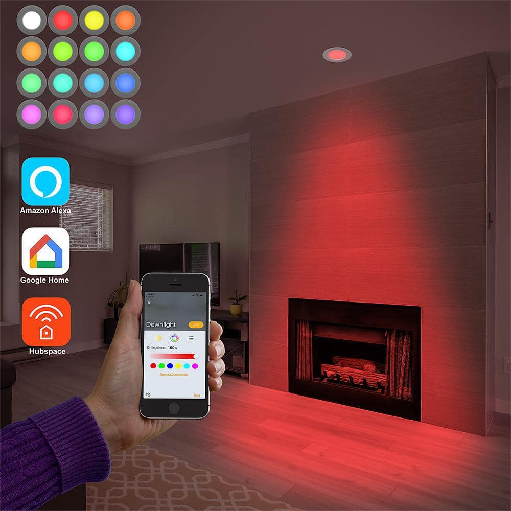 White Smart LED Recessed Light Trim with Voice Control