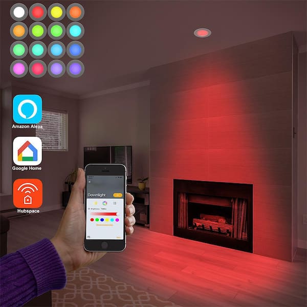 5/6 in. SMART Integrated LED Recessed Light Trim Wireless Powered by Hubspace Adjustable CCT New Construction (8-Pack)