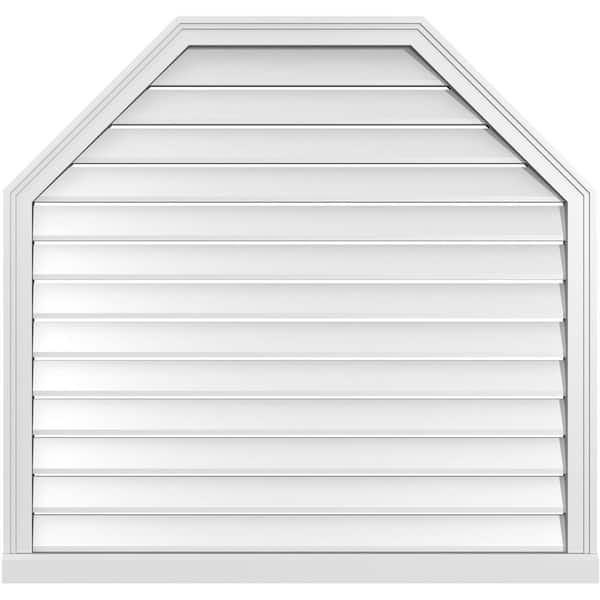 Ekena Millwork 42 in. x 40 in. Octagonal Top Surface Mount PVC Gable Vent: Functional with Brickmould Sill Frame