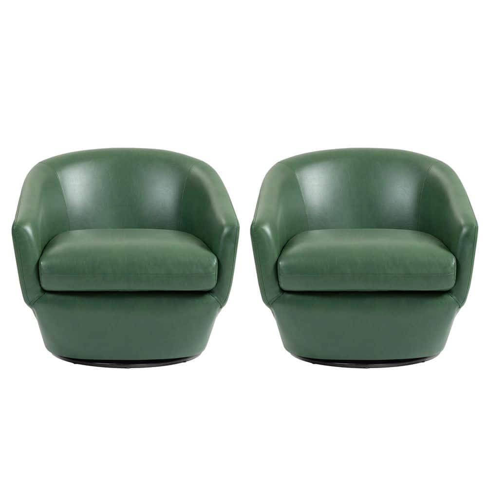 【りっぽ】グリーンレザーアームチェア Uixe Modern Green PU Leather Swivel Accent Arm Chair with
