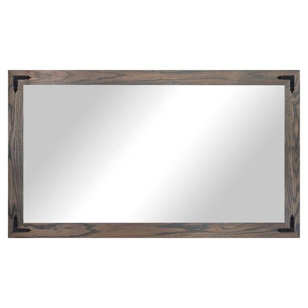 Rayne Mirrors (33 in. W x 64 in. H) Carbon Grey Hardwood Rectangle Mirror with Decorative Corner Bracket