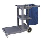 Long Platform Gray Polyethylene Janitors Cart with 5th Wheel