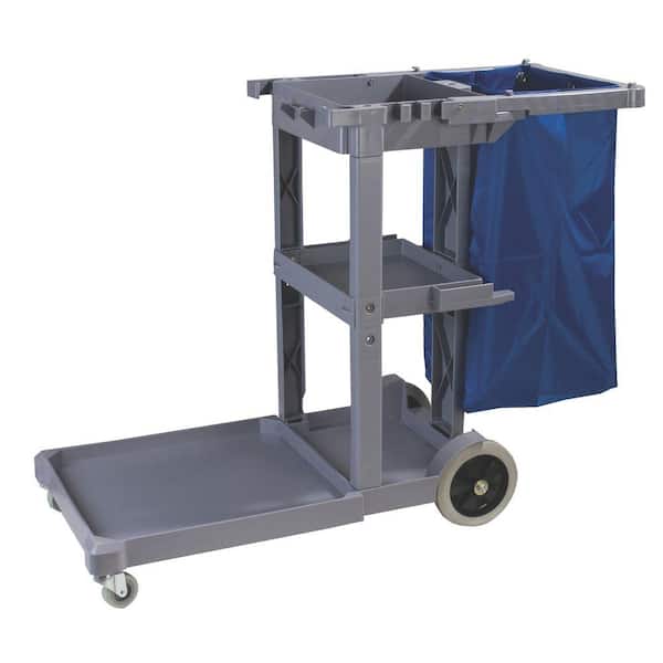 Carlisle Long Platform Gray Polyethylene Janitors Cart with 5th Wheel