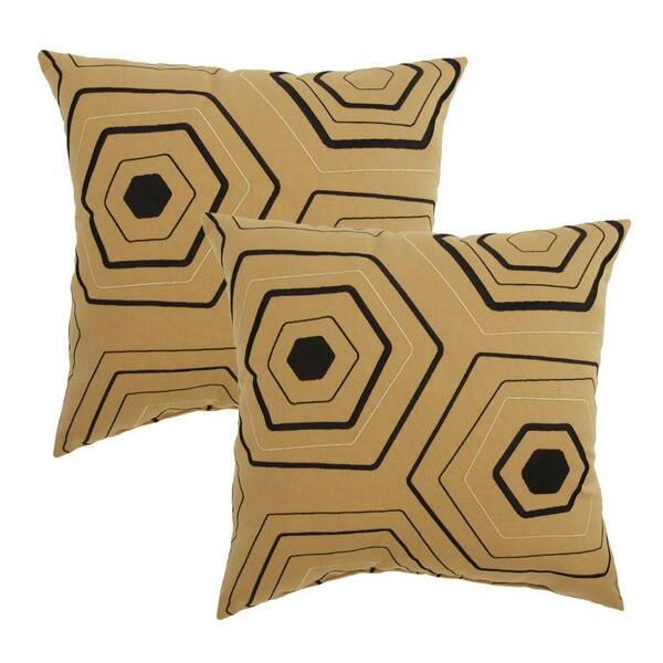 Hampton Bay Wheat Embroidery Outdoor Throw Pillow (2-Pack)