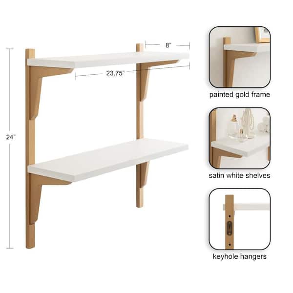Kate and Laurel Meridien 24 in. W x 8 in. D White/Gold Composite