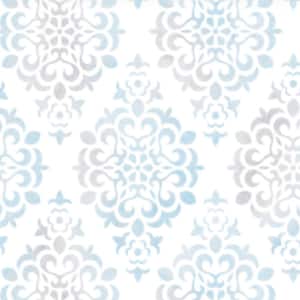 Blue Damask Vinyl Peel and Stick Wallpaper Roll (Covers 28.18 sq. ft.)