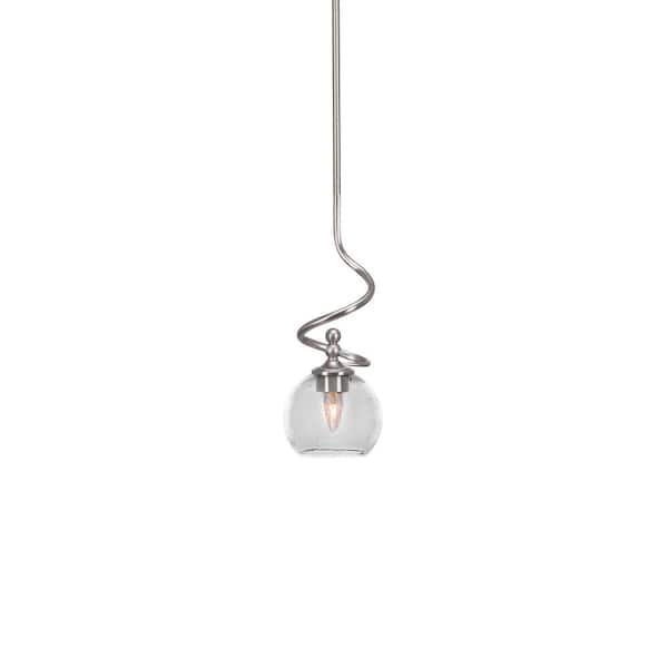 Unbranded Royale 100 W 1-Light Brushed Nickel Standard Mini Pendant Light with Glass Shade