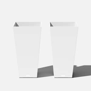Midland 30 in. White Plastic Tall Square Planter (2-Pack)