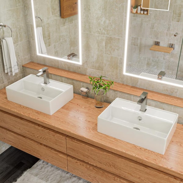 Wall-Mounted Shower Seat with Brushed Nickel Joints in Natural Wood