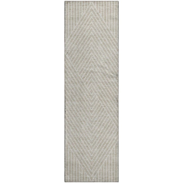 Mayfield Premium Machine Washable Abstract AMF937 Beige 2 ft. 3 in. x 7 ft. 6 in. Runner Rug