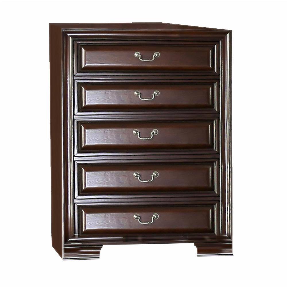 William's Home Furnishing Brandt 5-Drawers Brown Cherry Chest of Drawer ...