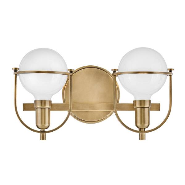 HINKLEY Somerset 16.0 in. 2-Light Heritage Brass Shade-Free Vanity