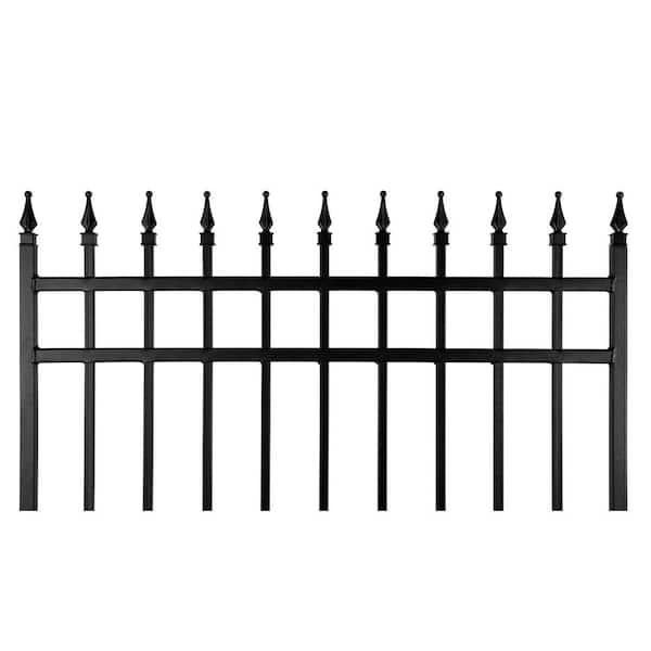 NUVO IRON 3.75 ft. x 5.67 ft. Tiger Eye Profile Black Iron Center Point Fence Gate