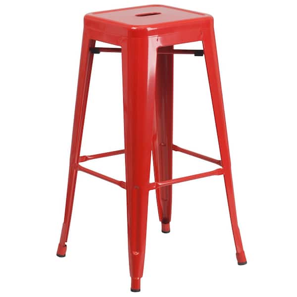 Flash Furniture 30 in. Red Metal Bar Stool
