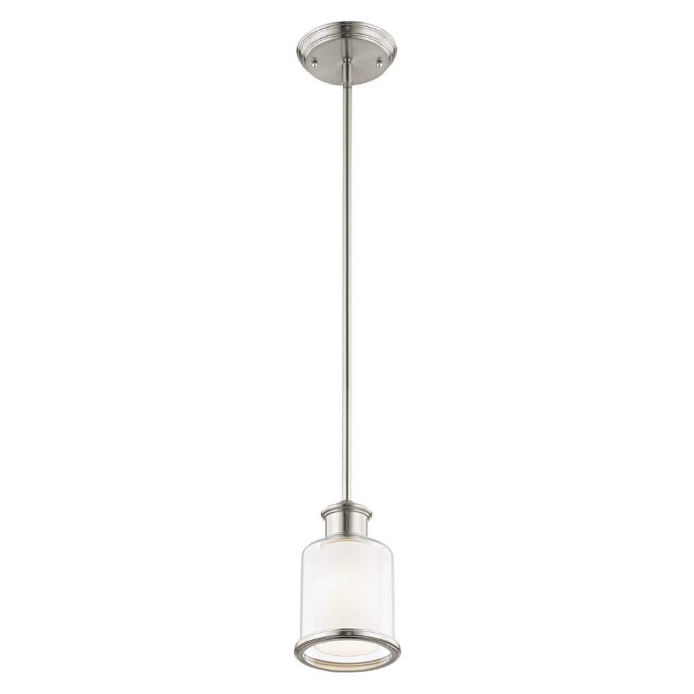Elegant Brushed Nickel Mini Pendant with Double-Shaded Handcrafted Glass
