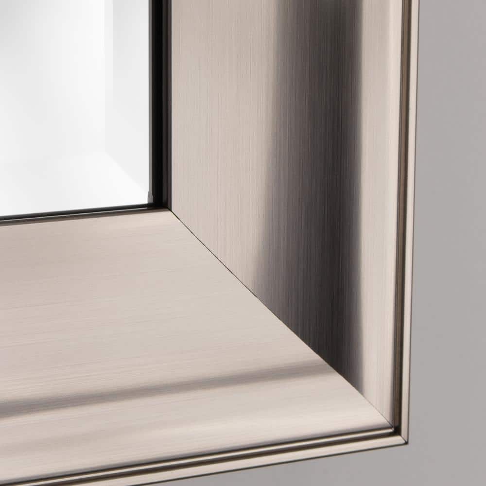 Brushed Nickel Rectangular Beveled Wall Vanity Mirror