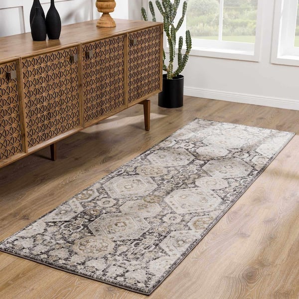 Minoa Beige/Black/Charcoal 3 ft. x 7 ft. Area Rug