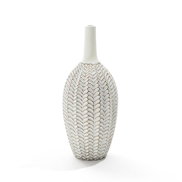 LuxenHome 19.5 in. Modern Geometric Pattern Polyresin Trumpet Vase