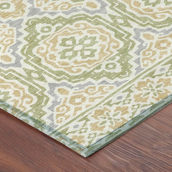 Chantille Machine Washable Indoor/Outdoor Abstract ACN2669 Aloe 10 ft. x 14 ft. Area Rug
