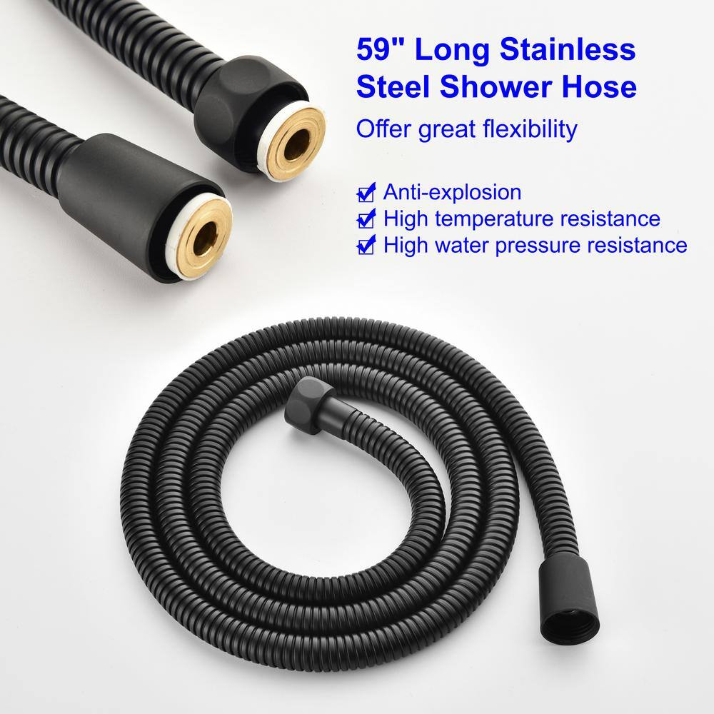 Black Stainless Steel Freestanding Bathtub Faucet with Hand Shower