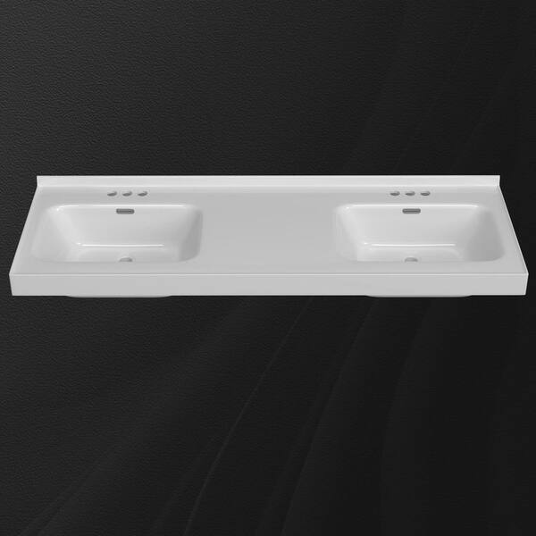 Zeafive 61 in. W x 22 in. D Solid Surface Rectangular White