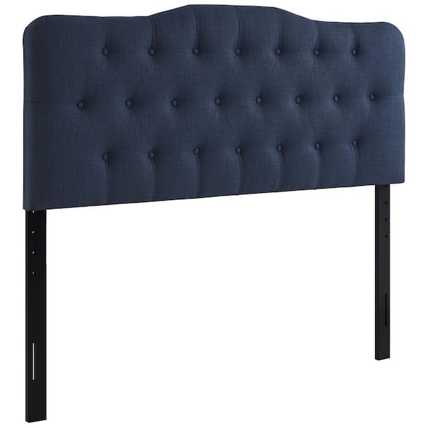 MODWAY Annabel Queen Upholstered Fabric Headboard in Navy