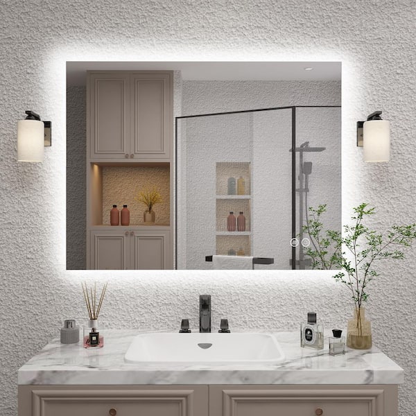40 in. W x 30 in. H Rectangular Frameless Super Bright Backlited LED Anti-Fog Tempered Glass Wall Bathroom Vanity Mirror