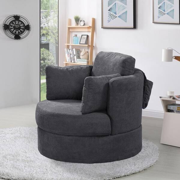 dark grey barrel chair