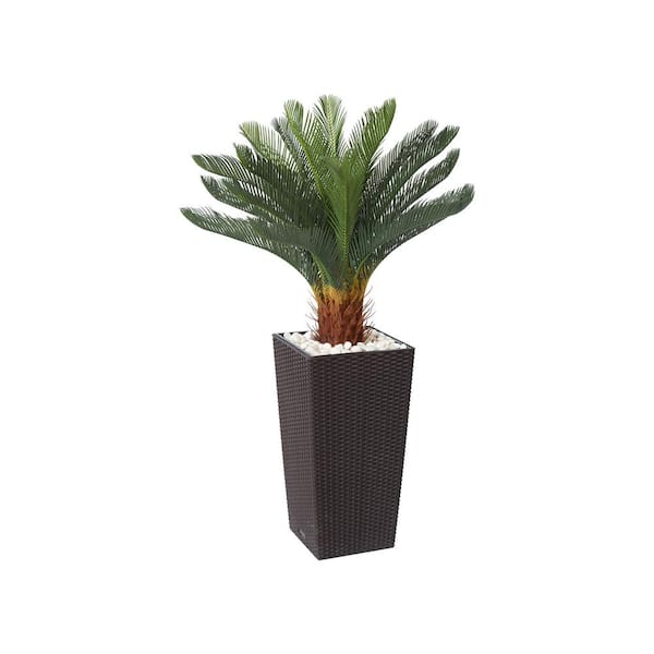 DR.Planzen 4 ft. UV Resistant Artificial Cycas Plant with Tall Planter for Indoor Outdoor Office Home Decor
